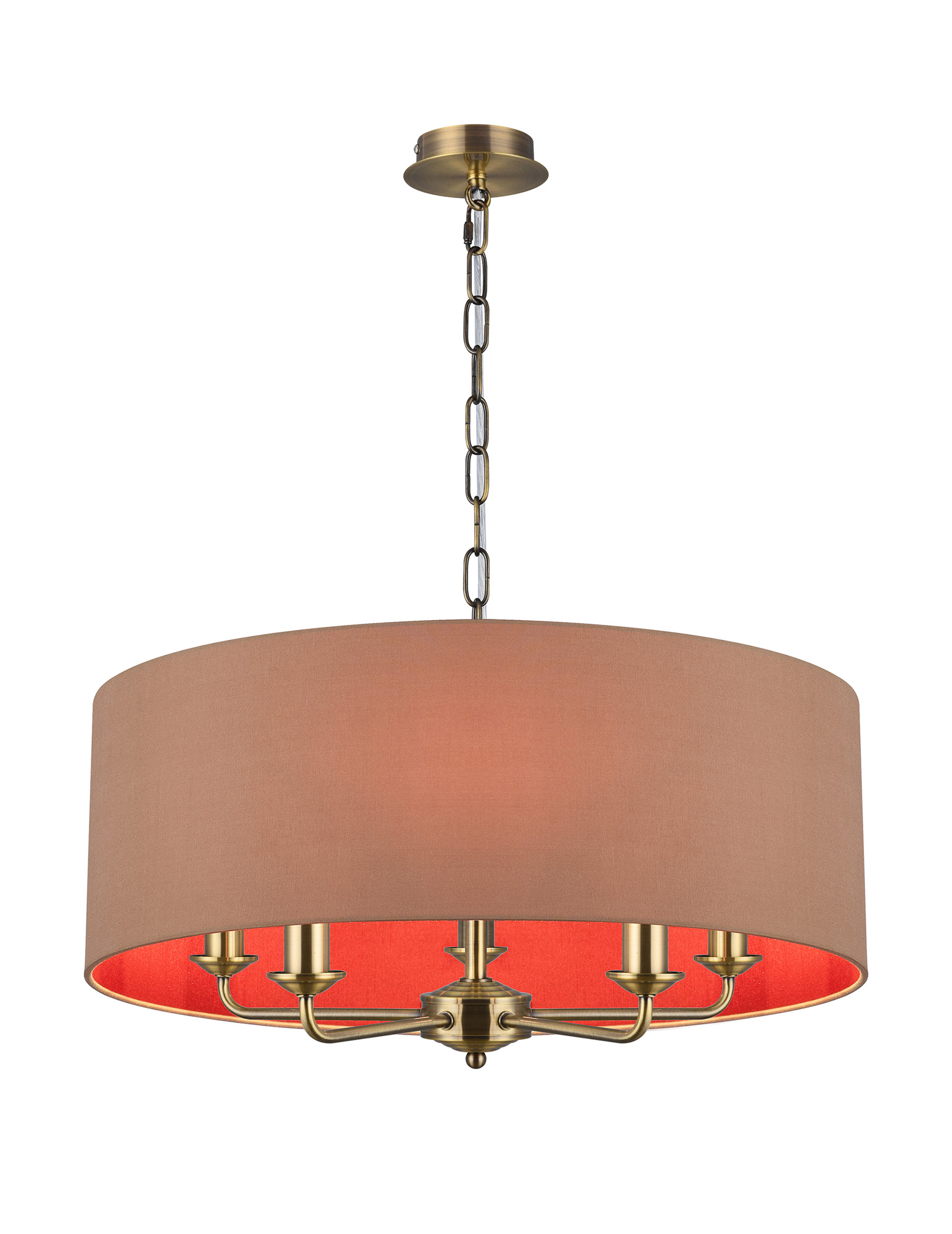 Banyan 60cm 5 Light Pendant Antique Brass; Antique Gold/Ruby